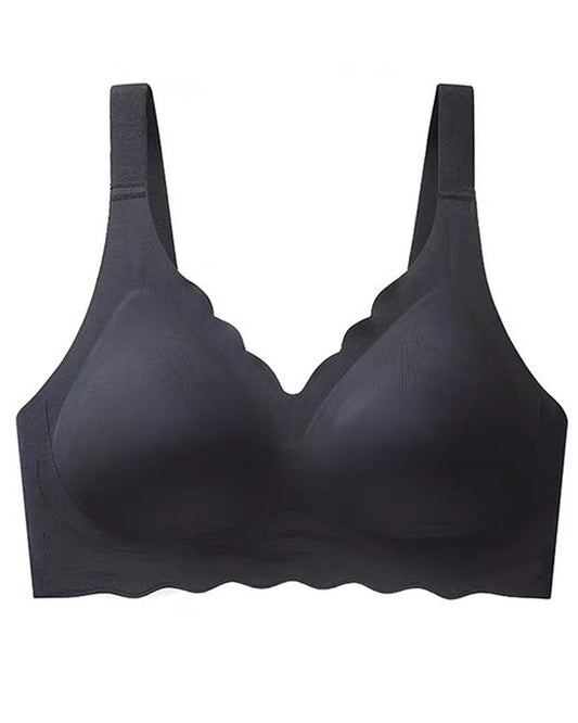 StrapCore Seamless Bra for Women Sexy Scalloped V Neck Push Up Wireless Supportive Bra