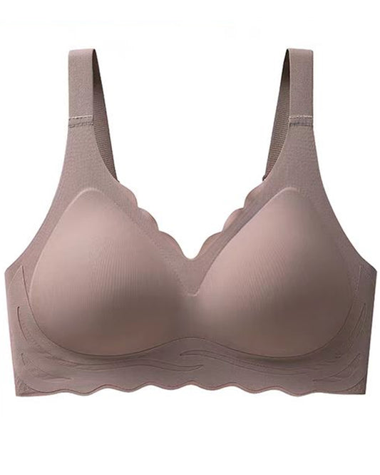 StrapCore Seamless Bra for Women Sexy Scalloped V Neck Push Up Wireless Supportive Bra