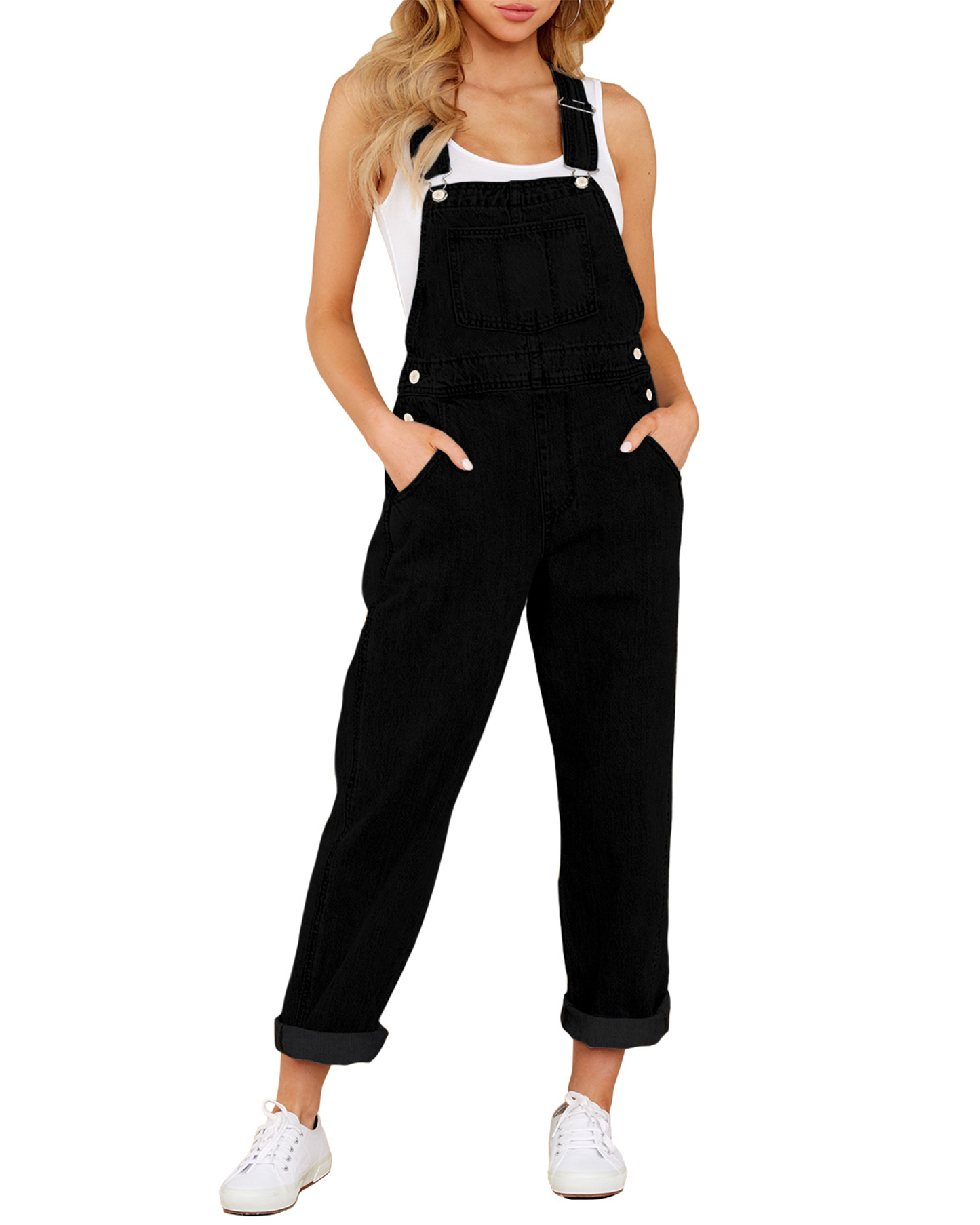 StrapCore Overalls for Women's Adjustable Strap Baggy Denim Bib Jumpsuit Essential Retro Loose Fit Jean Pant